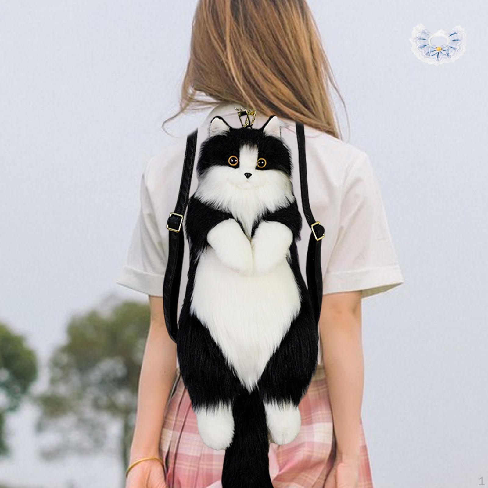 

Милый плюшевый рюкзак с изображением кота, сумка для животных для взрослых и детей, подарок на день рождения With Blue Scarf