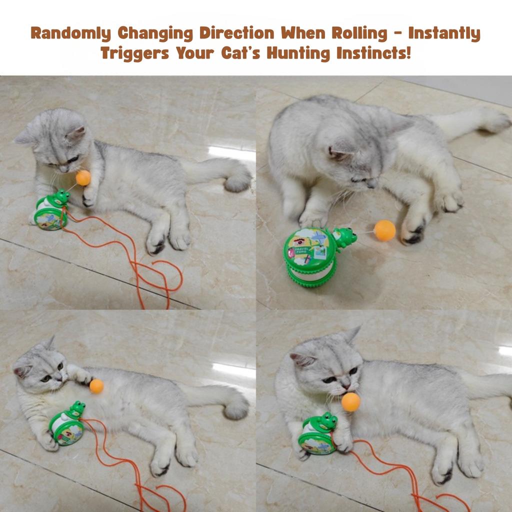 Interactive Cat Wobble Toy with Ball, Feathers & Soft Plush - 360° Rotating Automatic Bouncing Kitten Play Toy for Teeth Biting