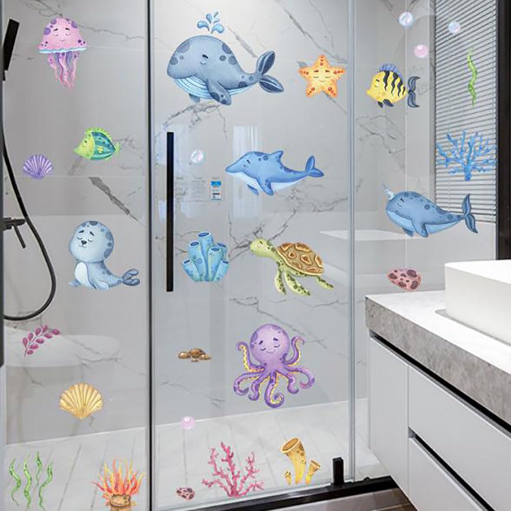 Umely Wall Stickers for Height Glass Sea Wallpaper Stickers Kids' Rooms, Chart, Animals, Giraffe, Creatures, Nursery, Jellyfish, Kindergarten, Boys,