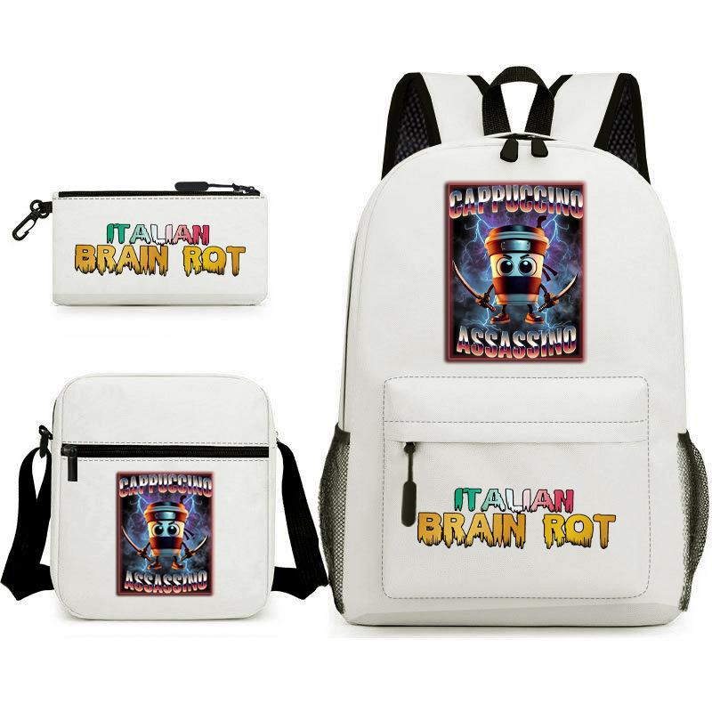 School Bag Tongtongsahur Cartoon Abstract Shanhaijing Primary School Students and Teenagers Backpack Three-piece Set L