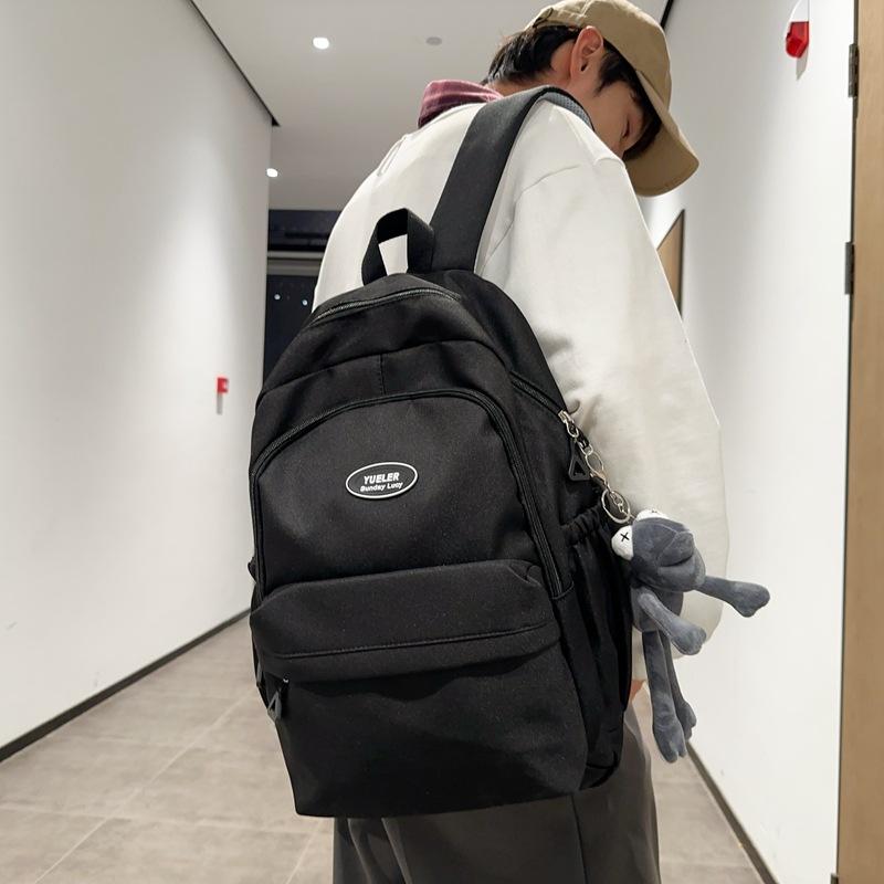 Schoolbag New Large Capacity Backpack Male and Female College Students Campus School Bag Junior High School Students Travel Computer Solid Color 