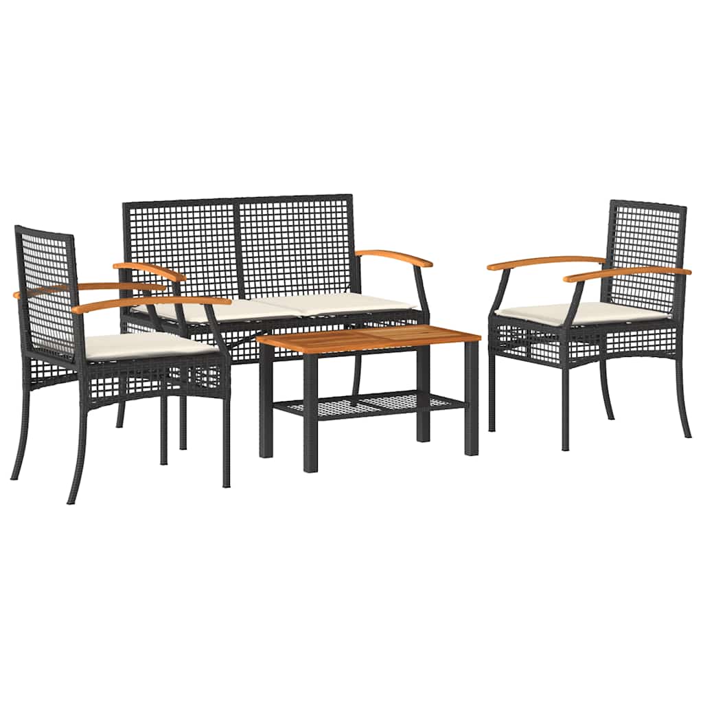 Vidaxl 4-Piece Lounge Set With Cushions, Poly Rattan