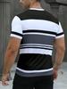 Simple Striped 3D Printed Men's T-shirt, Summer Casual Short-sleeved T-shirt, Street Style Crew Neck Pullover, Men's Loose Clothing