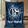 Schalke 04 FC Benutzerdefinierter Name Text Flanelldecke Fußball Logo Personalisierte Fleece-Wurfkuscheldecke Besonderes Geschenk für Sofa Schlafzimmer Zuhause