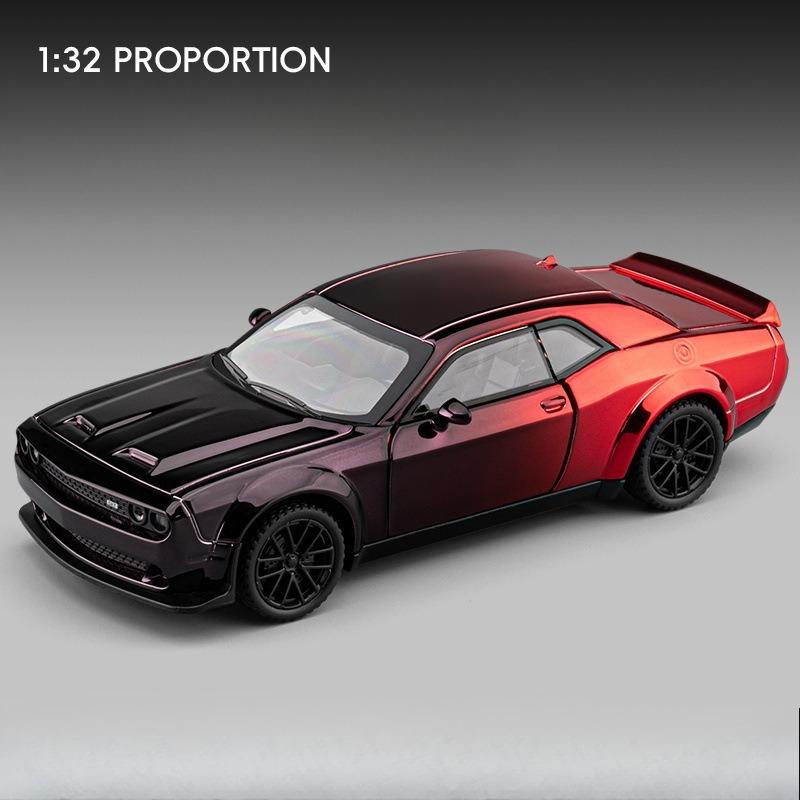Electroplated 1/32 Alloy Dodge Hellcat Sports Car Model with Light and Sound Effects Collection Miniature Voiture Diecast Toy Vehicle