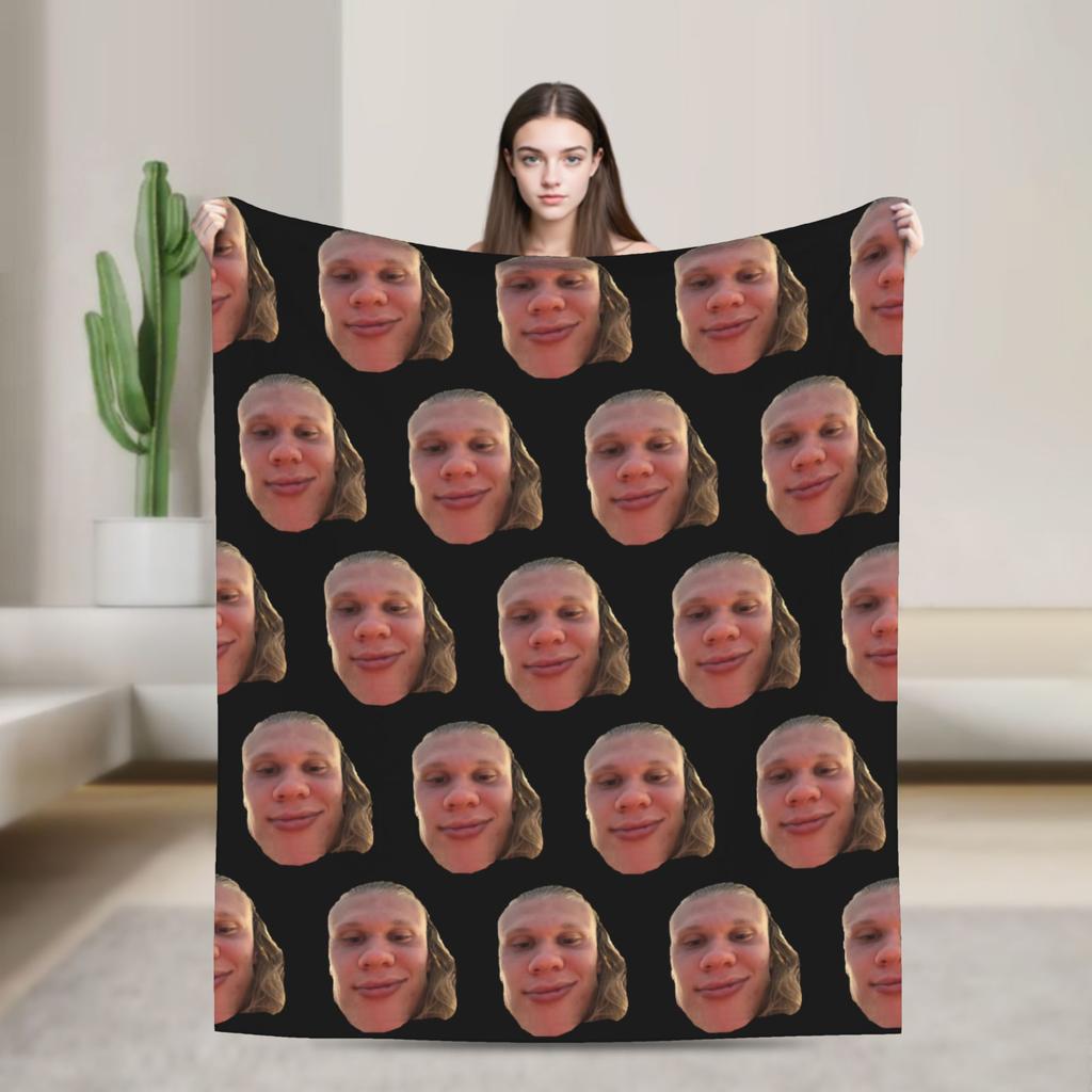 Smug Haalands Face Blanket Soccer Football Fleece Novelty Soft Throw Blankets for Bed Sofa SpringAutumn
