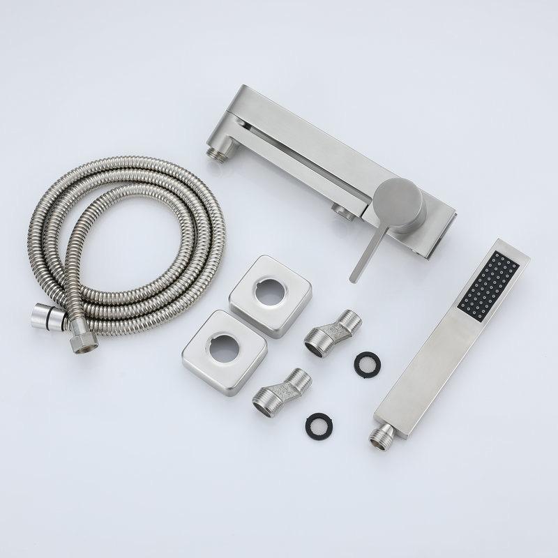 304 Stainless Steel Bathroom Shower Faucet Set Wall Mount Cold Hot Water Mixer Tap Bathroom Bathtub Faucet with Hand Shower