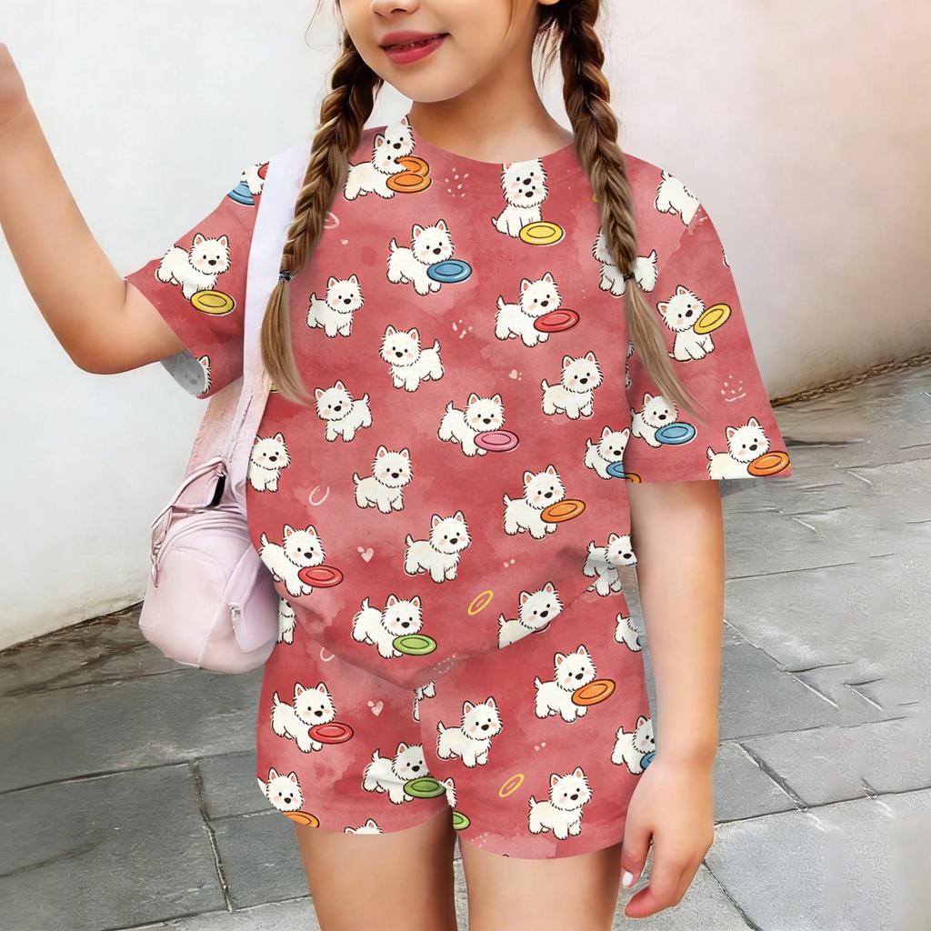 Kids Casual Short Sleeve T Shirt and Shorts Set Animal Print Lightweight Summer Outfit for Boys and Girls Soft Fabric Comfortable Fit