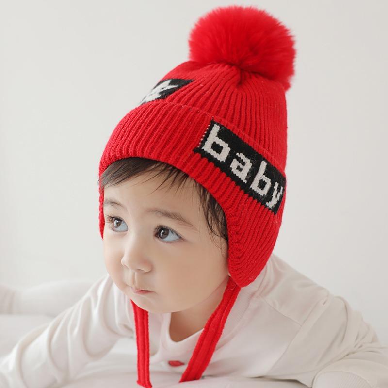 Winter Warm Children's Hat Outdoor Windproof Plus Inner Baby Wool Hat Boys and Girls Cute Ear Protection Knitted Hat
