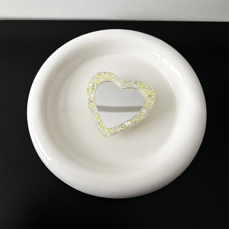 Love Mirror Sticker Glitter Powder Mobile Phone Airbag Bracket Creative Portable Makeup Mirror Niche Portable Ring