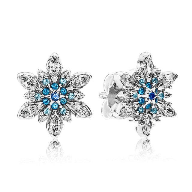 925 Sterling Silver Crystalized Snowflake Poetic Blooms Interlocking Circle Round Circle Earring For Women Gift Fashion Jewelry