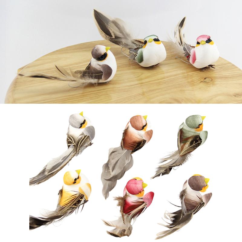 12Pcs Simulation Bird Miniature Decoration Diy Crafts Foam Feather Artificial Fake Birds Models For Home Garden Prop Decor