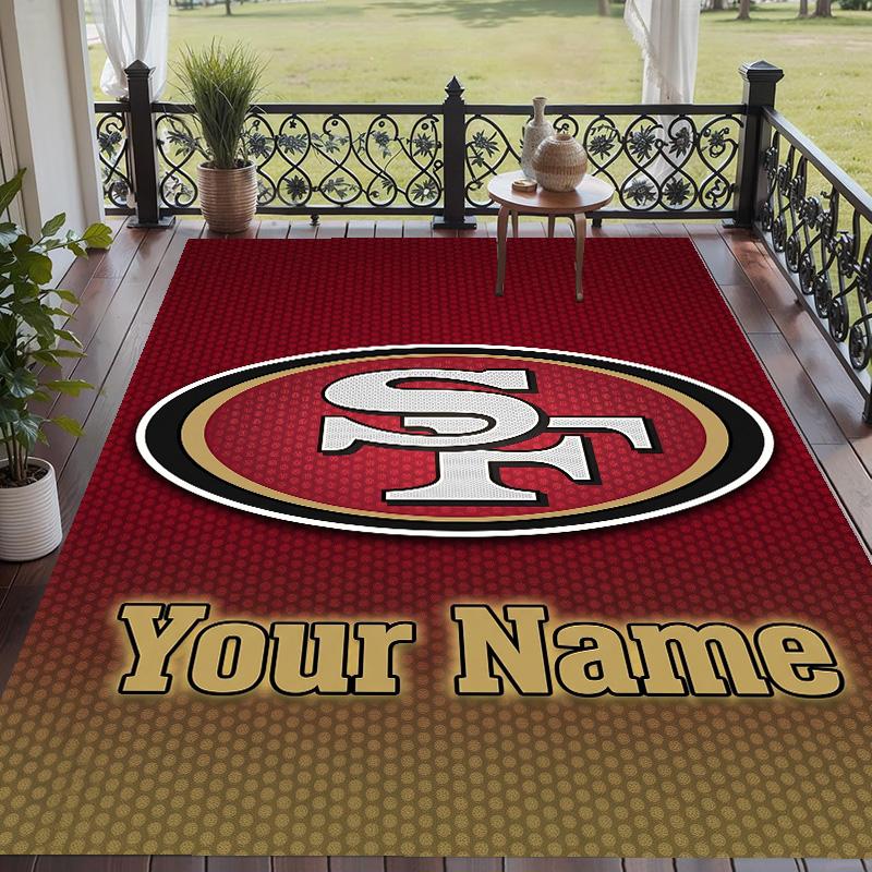 Custom Text Printed Rug San Francisco 49ers Non Slip Floor Carpet For Home Room Decor