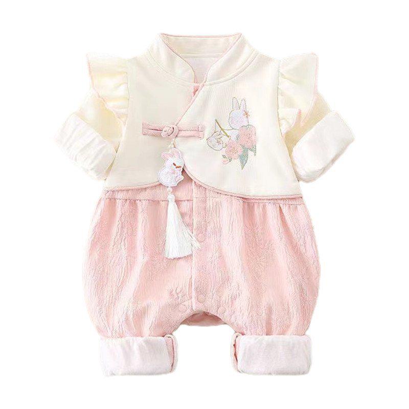 Autumn-Spring National Style Baby Romper for Girls - 1-Year-Old Outfit