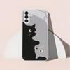 Cute Cartoon Cat Silver Plated Glass Phone Case Suitable for Samsung Galaxy S26 S25 S24 S22 S21 S20 FE/Ultra/Plus Anti Fall