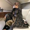 New thick fringed scarf female cat print imitation cashmere summer air conditioner shawl autumn and winter cold scarf