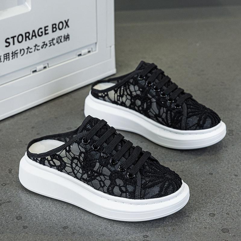 Xiaoxiangfeng fisherman shoes women's summer new lace flat-bottomed casual lazy bag head half slippers