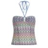 H Home European and American Women's Clothing Bohemia Retro Color Stripes Woven Halter Spaghetti Straps Niche Style Hollow Sexy Tube Top