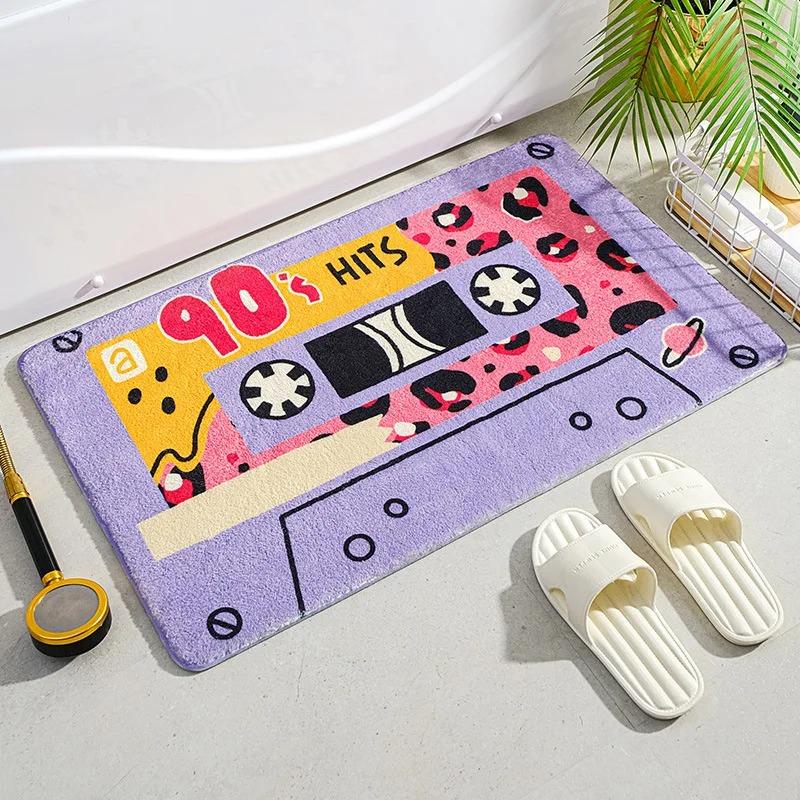 Cassette Soft Bath Mat Super Absorbent Washroom Entrance Carpet Bathroom Floor Decor Non Slip Easy To Clean Welcome Doormat Rug