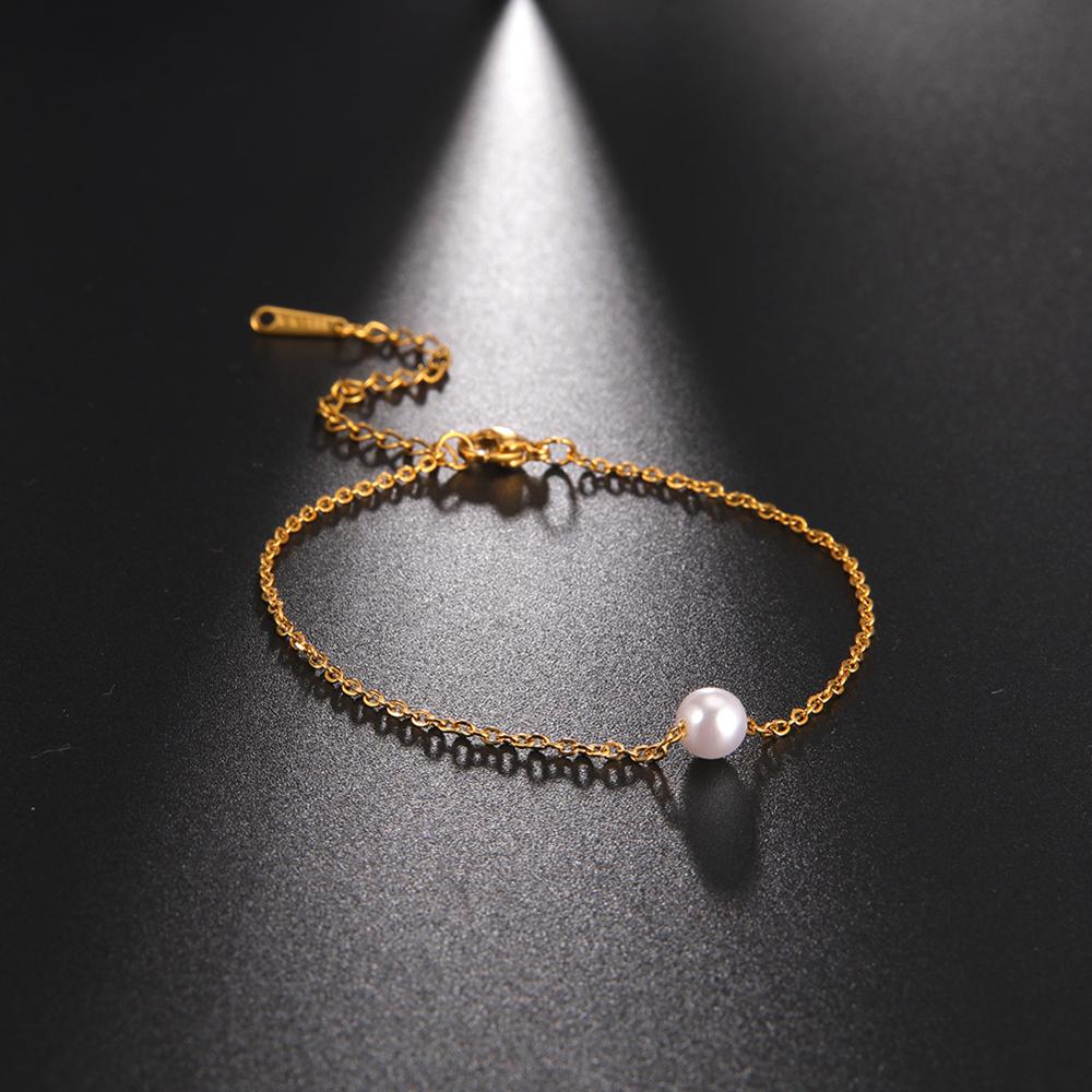 Stainless Steel Gold Chain Bracelet Heart Beaded Couple Bracelets Wrist Jewelry Gift for Women Men