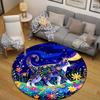 Handmade Style Round Moon Multicolor Floor Rug, Non-Slip Floor Mat for Nursery