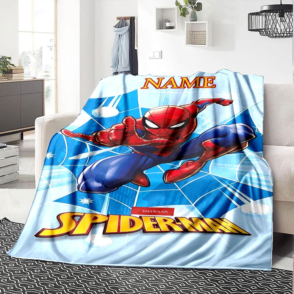 Customiz Name Personality Spider-Man Blanket Soft &Warm Sofa Office Bed Travel Lunch Break Blanket, Gift Suitable All Seasons