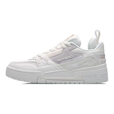 Li Ning 001 Btc Daily Wealth Non-Slip Breathable Lightweight Durable Low-Top Skate Shoes Women Sneaker White Platinum AECR002-3