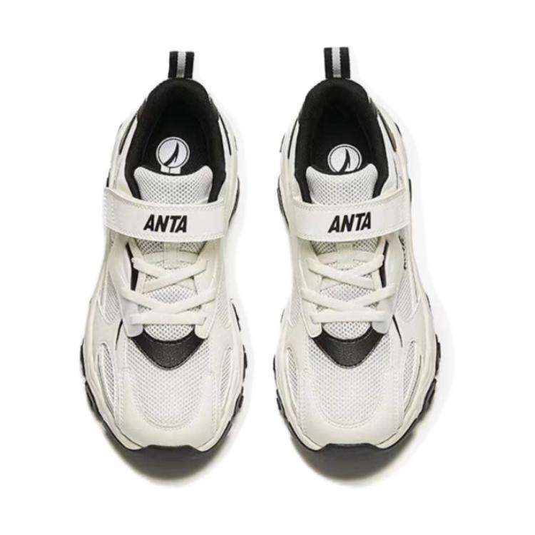 Anta Kids Retro Sports Non-Slip Durable Low-Top Running Shoes Kids sneakers Ivory-White Basic-Black A12438845-5