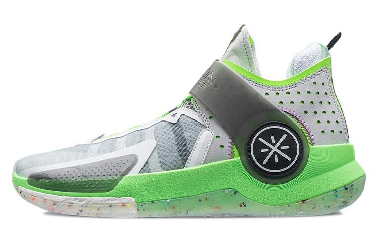 Li Ning Wade Fission 7 Basketball Shoes Men s Mid Top Microcrystalline Gray/Fluorescent Neon Green/Ebony Black ABPR025-1 39.5