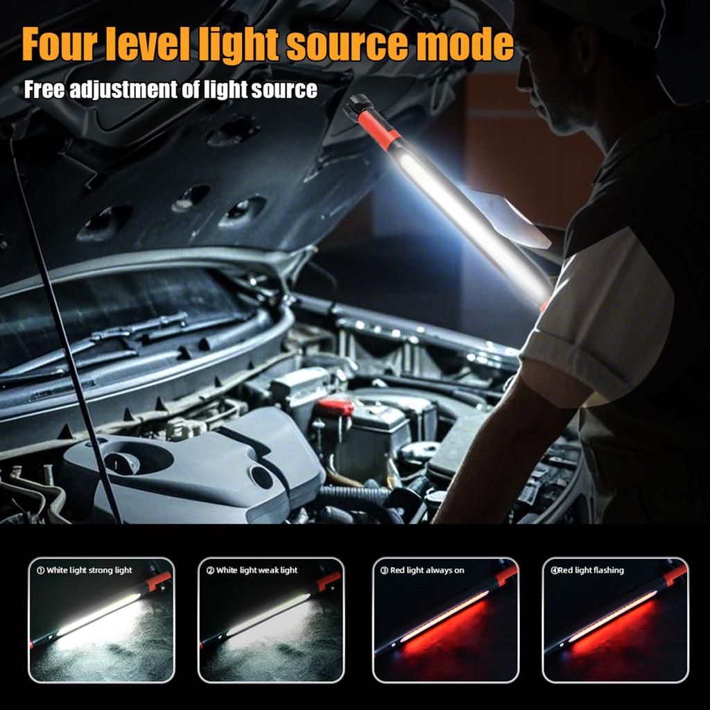 Super Bright Magnetic Work Light for Car Repair Rechargeable Underhood Work Lamp Bar Emergency Torch With Hook 3 Modes Lighting