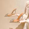 Baotou sandals women's spring and summer new transparent crystal thin heel pointed high heels