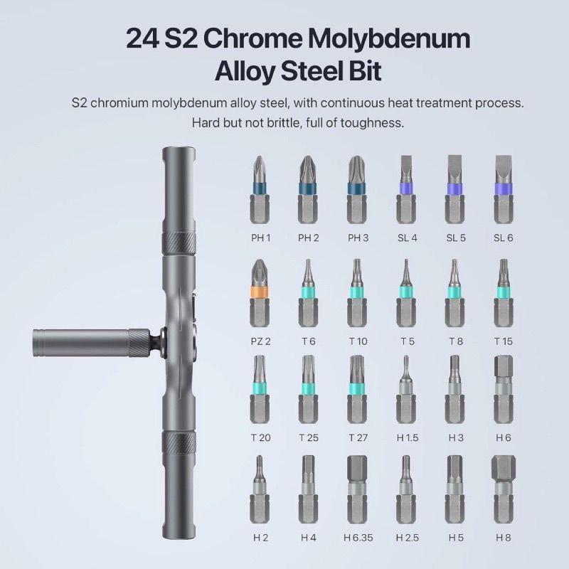 24-in-1 Multifunctional Ratchet Screwdriver Set with S2 Bits for Household Use