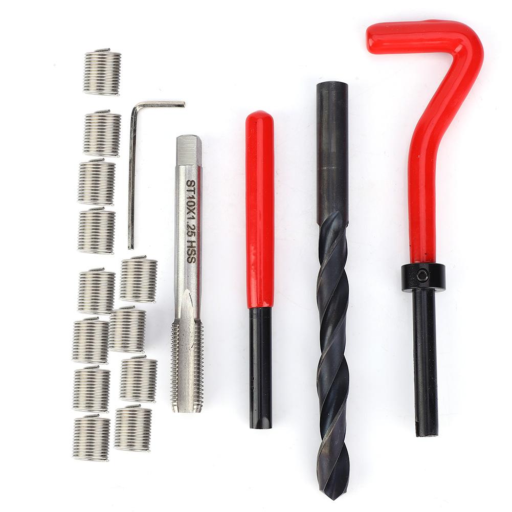 17 ks Sada na opravu závitů M10x1.25 Nerezová sada závitníků pro obnovu vnitřního závitu