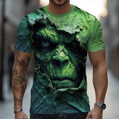 Camiseta de Manga Corta con Ilusión Óptica 3D de Monstruo para Hombre Camiseta con Estampado 3D Cuello Redondo Camisetas para Fiesta de Terror Ropa Superior para Mujer