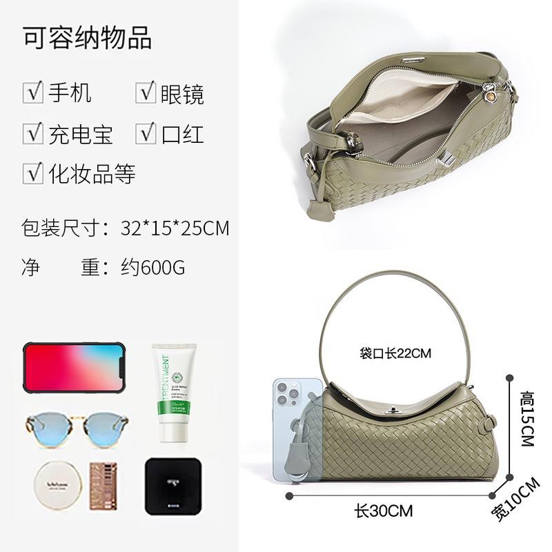 Borsa da donna, stile pigro in pelle di grande capacità portatile borsa intrecciata sensazione pendolare donna borsa a tracolla in pelle di mucca