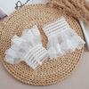 White Mesh Bow Romantic Lace Ruffle Hand Sleeves Sweet Detachable Sweater Blouse Coat Decoration Fake Cuffs Elastic Horn Cuff
