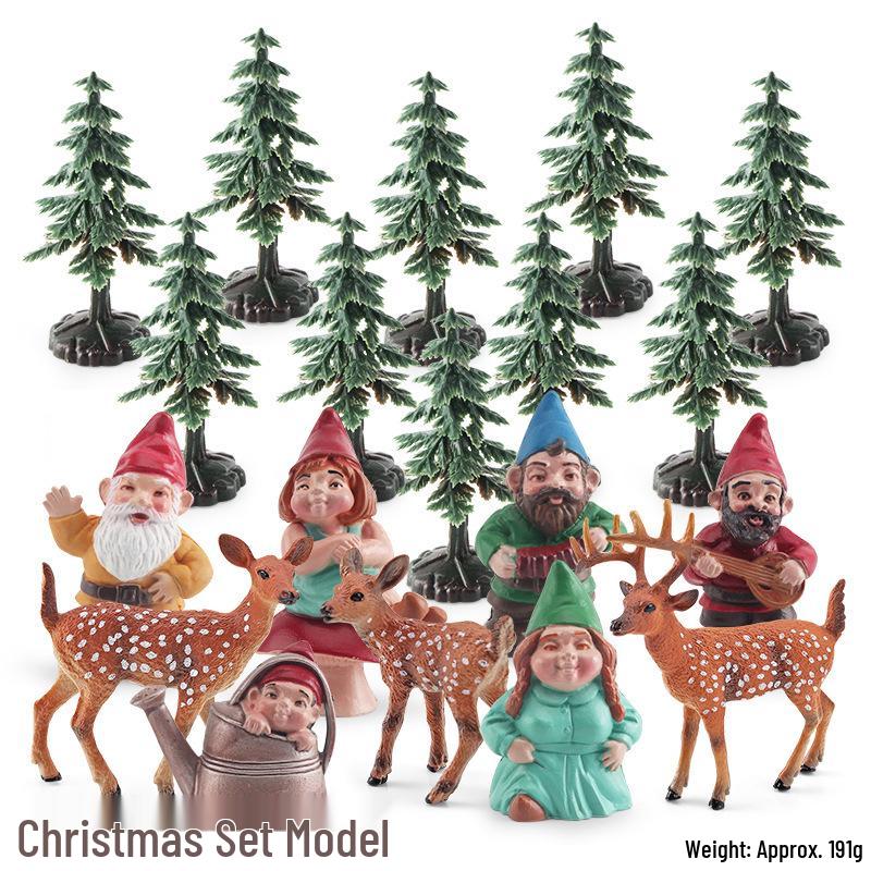 Simulated Christmas Reindeer and White-Tailed Deer Ornament Set