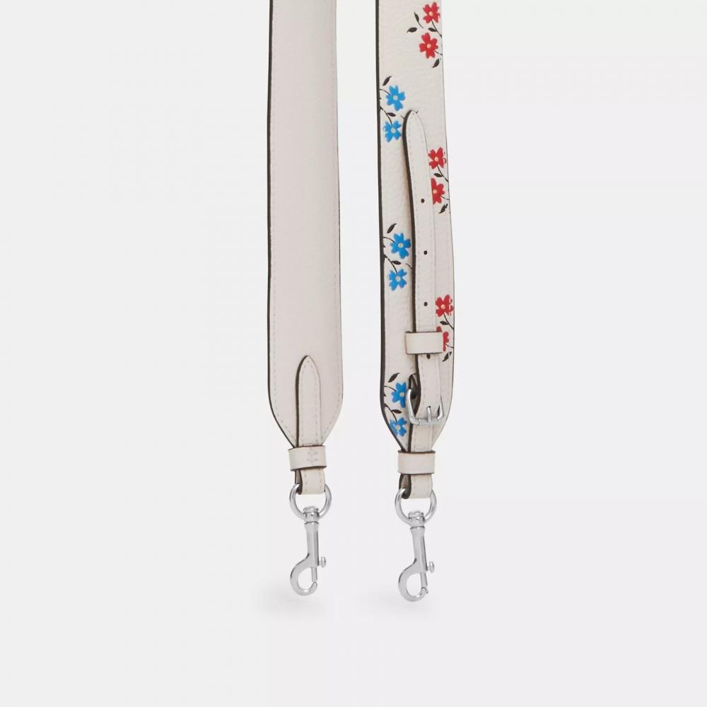 Coach Strap With Floral Print Silver Chalk Multi