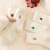 5pcs Cozy White Plush Christmas Socks for Teens Thick & Warm with Festive Designs - Soft Polyester/Spandex Blend Winter Floor