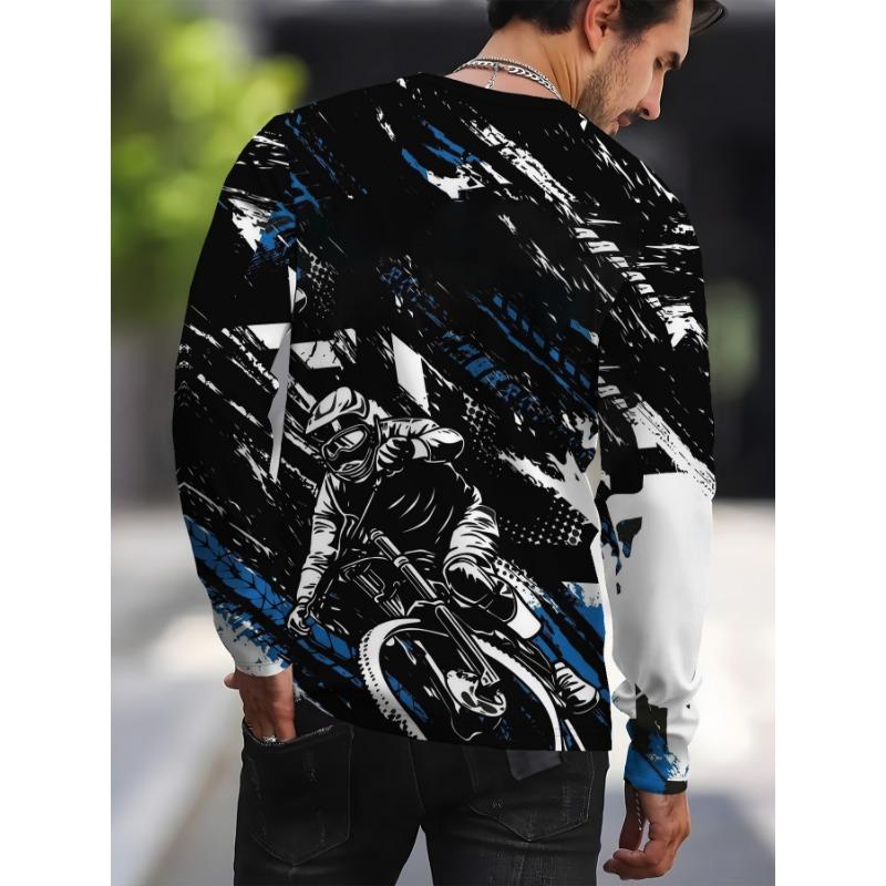 Men's 3D printed long-sleeved T-shirt casual sportswear round neck regular style, suitable for casual wear