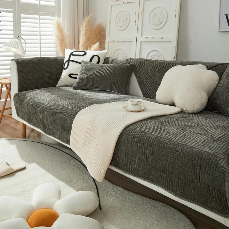 

Новый универсальный чехол для дивана Four Seasons, чехол для дивана с вышивкой из синели, однотонный защитный коврик для дивана для гостиной, наволочка 30x50cm pillowcase