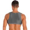Mens Glossy Vest Cropped Tank Top Sleeveless Design Round Neck Solid Color Swimwear Nightwear Tops
