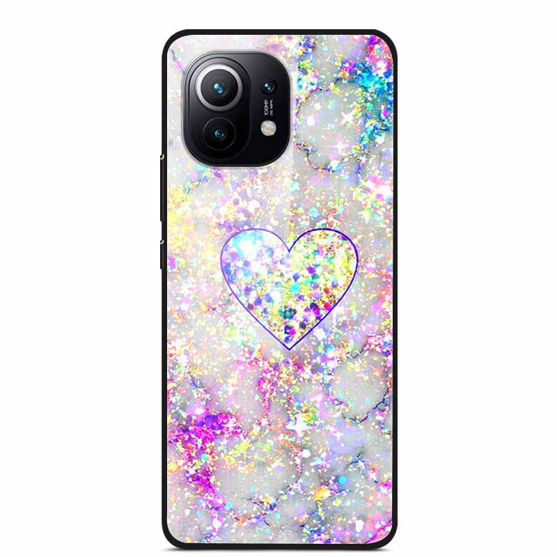 Glass Back Cover For Xiaomi 11 Lite 5G NE Case Soft Edge Hard Tempered Glass Case For Xiaomi Mi 11 Lite 5G NE Phone Case Coque