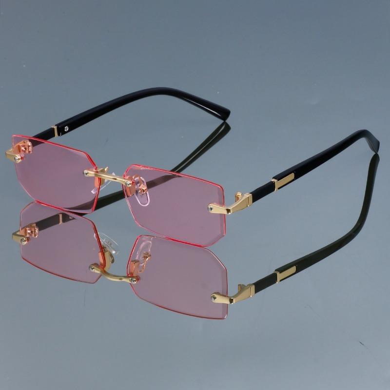 New fashionable retro square glasses for women and men frameless simple and versatile decorative eyewear