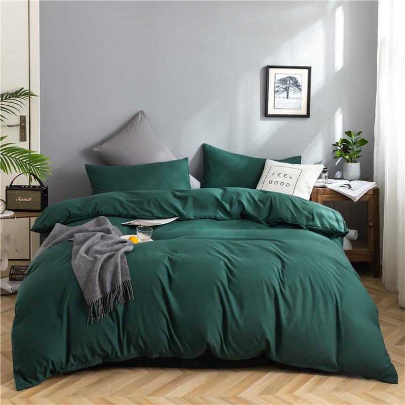 100% Cotton Bedding Set 3Pcs,Duvet Cover,Skin Friendly Breathable,2 Pillowcases,Twin Full Single Double Size,Solid Color