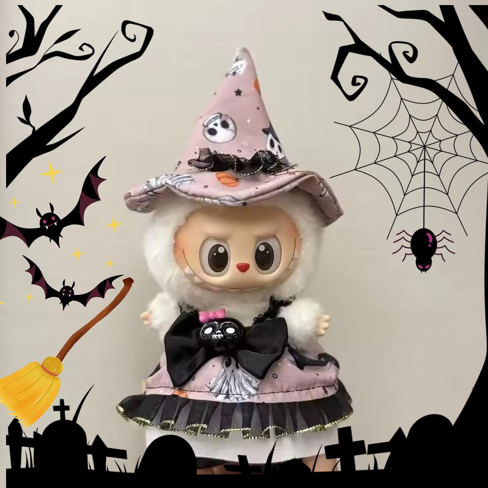 Cute Only Clothing for Labubu Halloween Magical Witch Doll Costume Posture 17cm Vinyl Doll Changing Doll Accessories Toy Gift