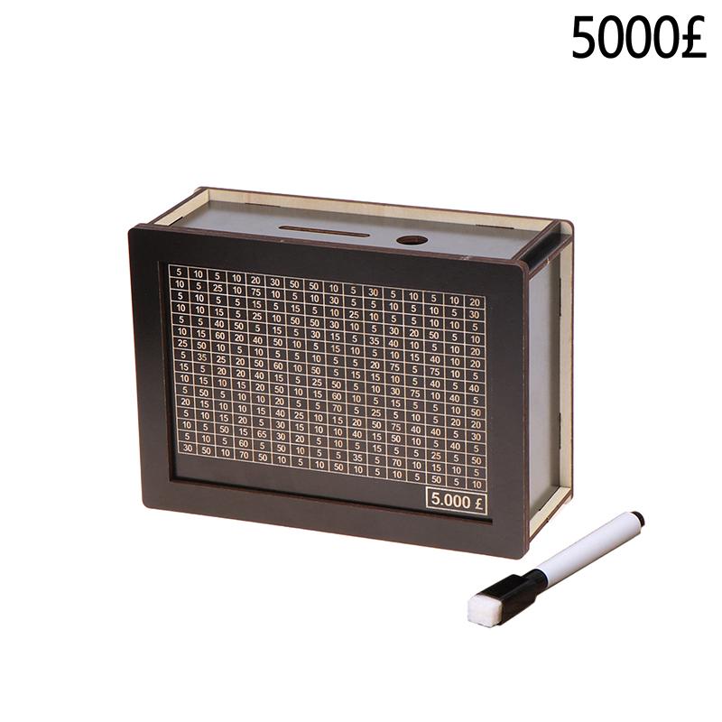 500/1000/2000/3000/5000/10 000 euro sparebøsse Sparegris Wood Money Bank Gjenbrukbar pengebøsse med sparemål og tallbokser