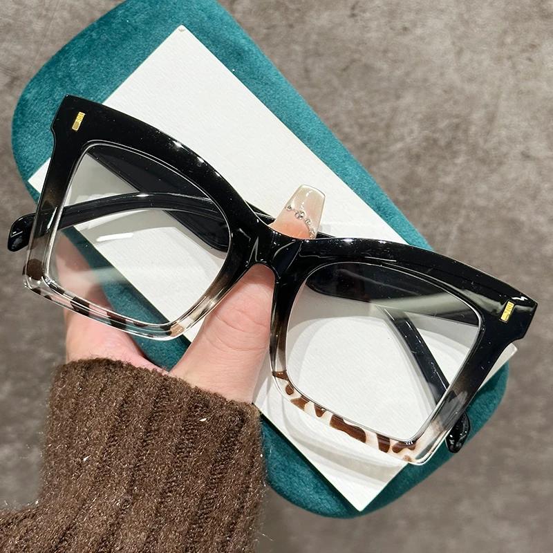 Women's Oversized Reading Glasses Unisex Fashion Stylish Square Far Sight Eyeglasses Men Ladies Retro Large Prescription Glasses