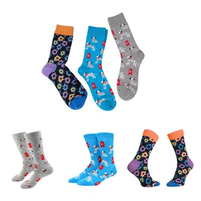 1 Paire de Chaussettes Mi-mollet Tendance en Mélange de Coton Motif Chien Tacheté Feux d'Artifice Colorés Confortable à Porter en Toutes Saisons