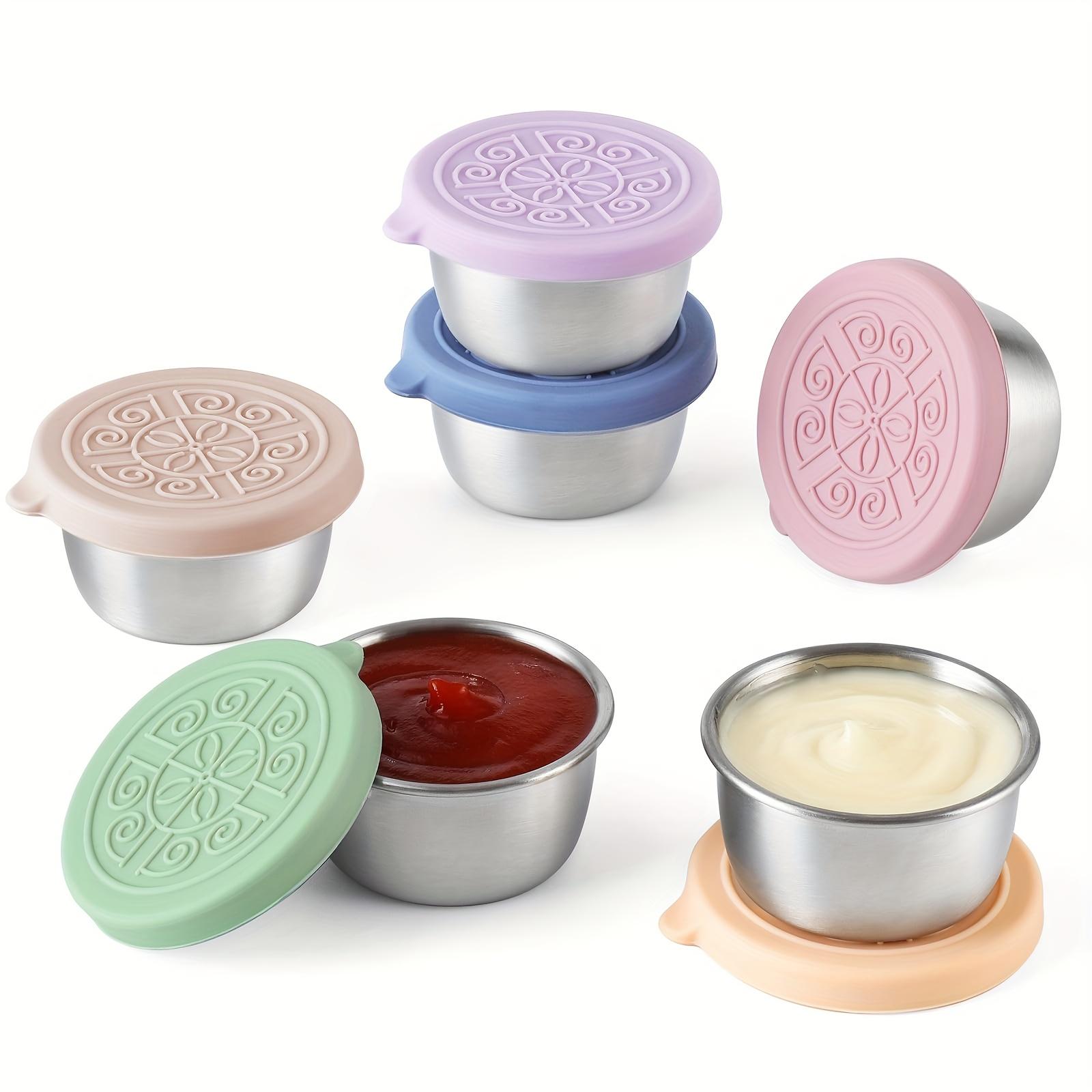 

2pcs 1.6oz Salad Dressing Container with Lid, Leak Proof Reusable Stainless Steel Sauce Cup for Lunch Box United States